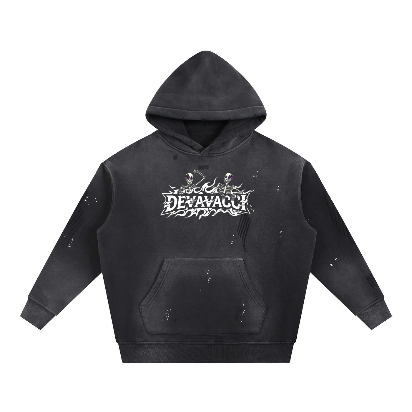 Vintage Washed Frayed Fleece Hoodie