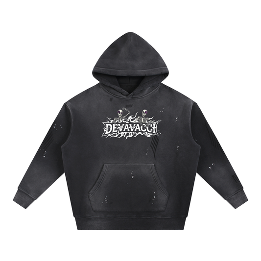 Vintage Washed Frayed Fleece Hoodie