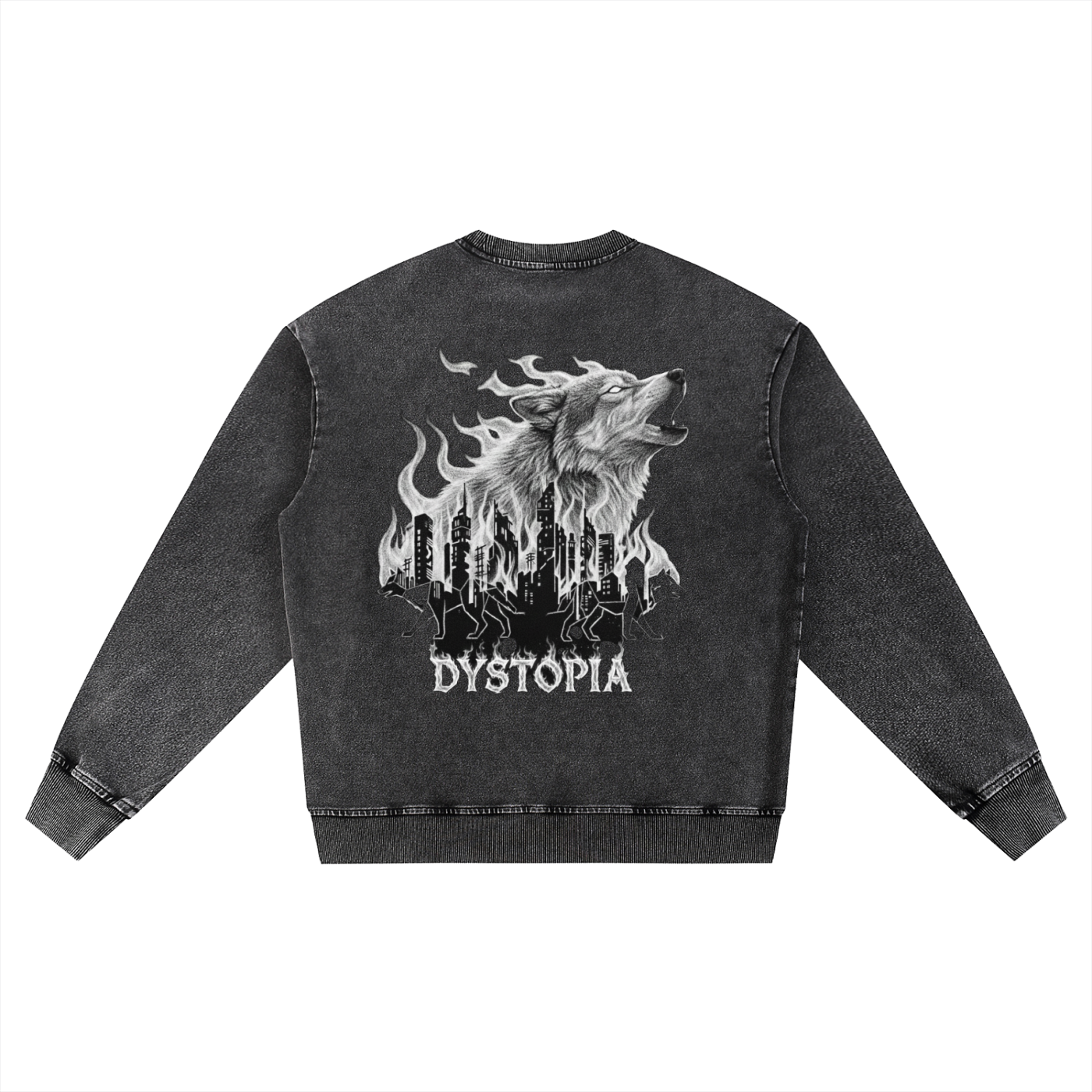 Snow Wash Oversized Crewneck Sweatshirt